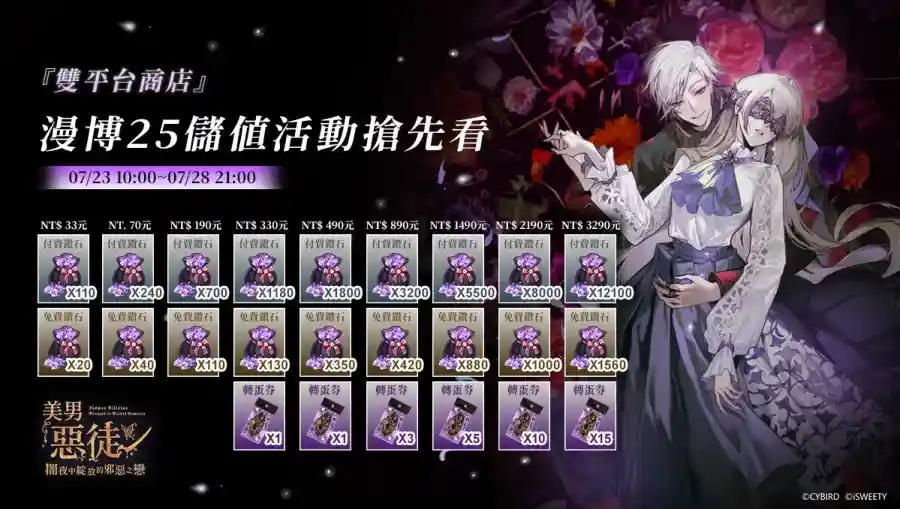 《美男惡徒-暗夜中綻放的邪惡之戀》雙平台正式上市!立即展開屬於妳的禁忌之戀 3 0708 Ikemenvil launched 03