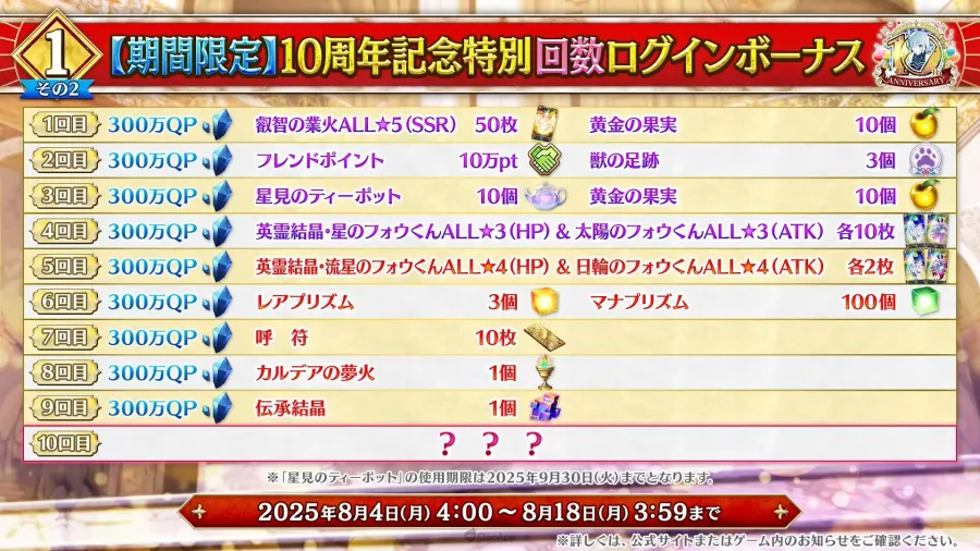 所長歡迎回來！《Fate/Grand Order》10週年情報發表，聖晶石1000個＆2部終章12月20日開幕！