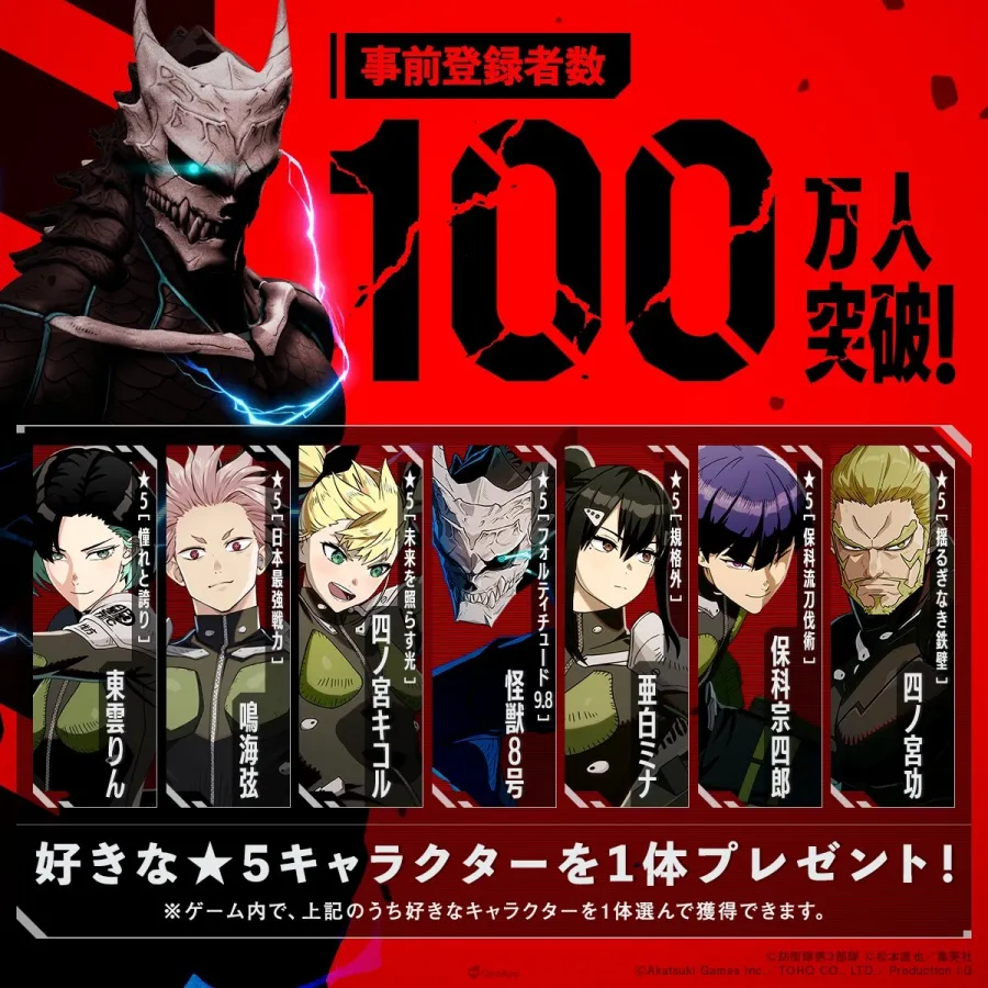 《怪獸 8號 THE GAME》事前預約破百萬!確定贈送1名「自選★5角色」 2 怪獸 8號 THE GAME