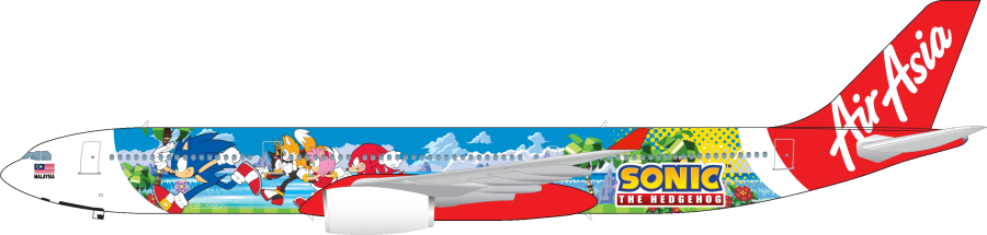 AirAsia獨家「索尼克」主題客機!融合《索尼克賽車交叉世界》與《Sonic Rumble》主題遊戲設計登場 1 1015 AirAsia Sonic 01