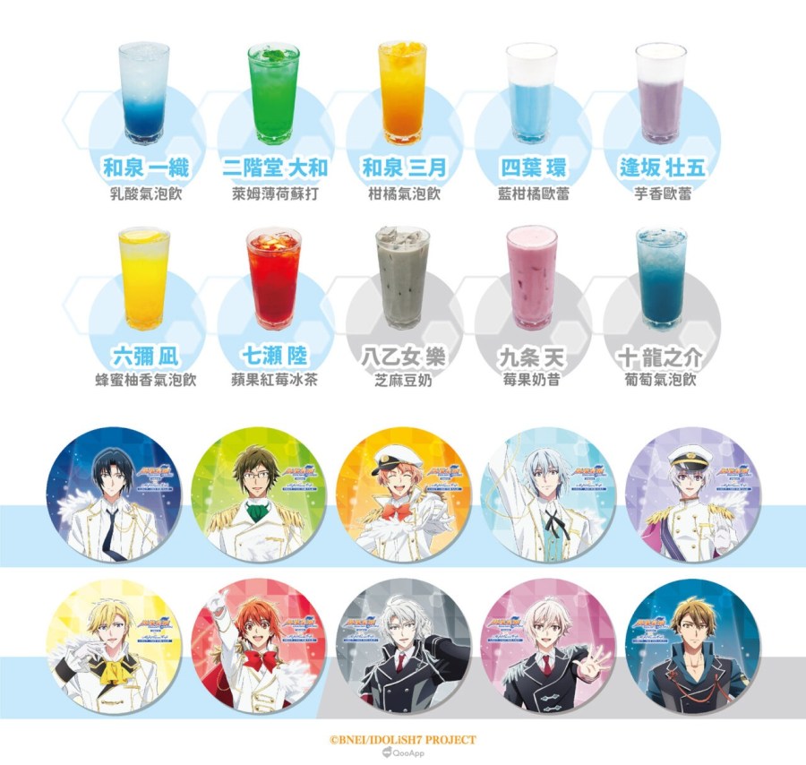 回饋經紀人!《IDOLiSH7-偶像星願- First BEAT! 劇場版總集篇》主題Café將於11月7日起台北、高雄同步開幕 4 04. 內用或外帶飲品即贈隨機角色杯墊對應團體餐點贈送